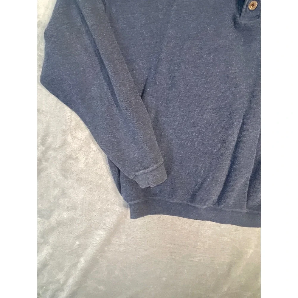 Original Island Sport Mens Blue Cotton‎ Long Sleeve quarter button Marlin